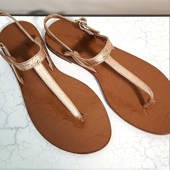 Kate Spade Citrine Rose Gold Thong Sandals, Size 6 ~ EUC - Picture 9 of 12